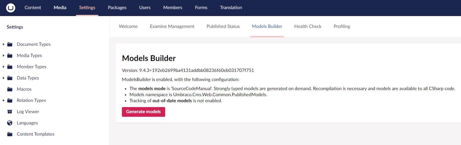 Models Builder Generate models