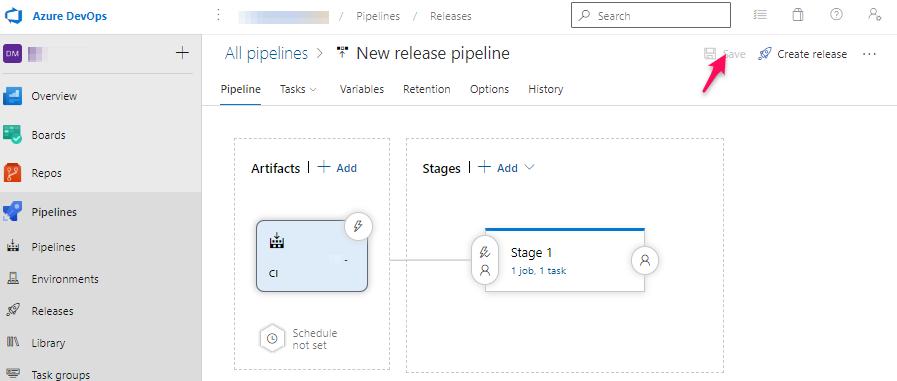 Azure DevOps Release Save Release