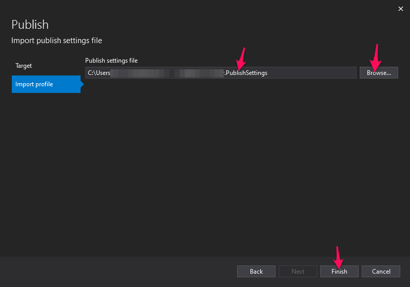 Visual Studio Publish Settings file