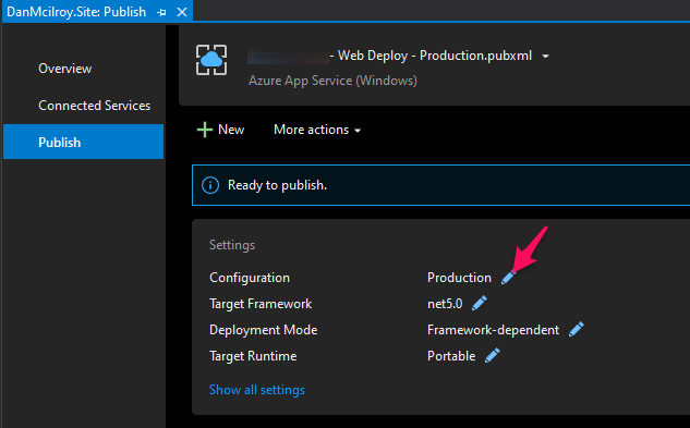 Visual Studio Publish Settings